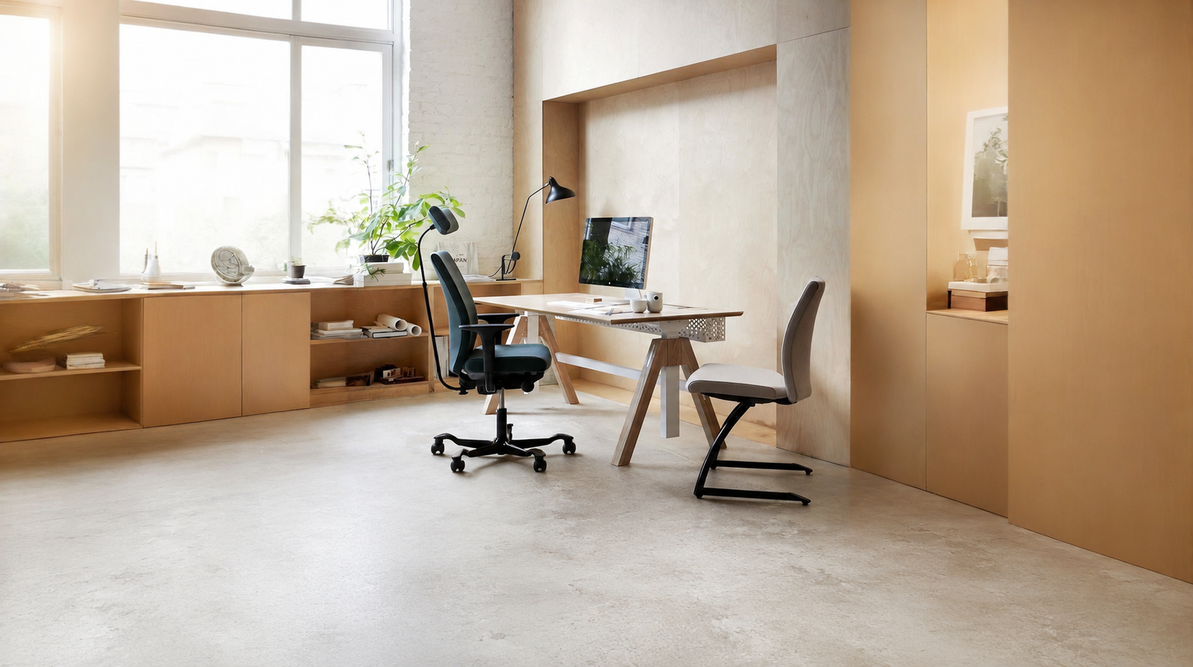 HÅG Creed ergonomic chair in a warm Scandinavian home office