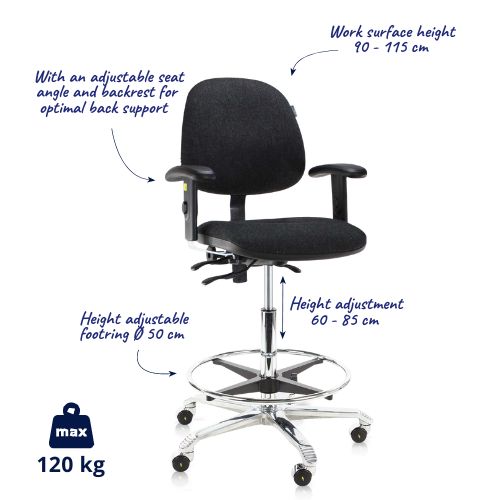 Spire K2302 ESD Chair | Tall ESD Lab Chair | High Anti-Static Chair